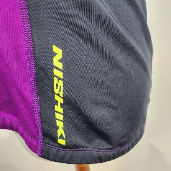 Nishiki Cycling Tank Top Jersey Purple Gray 1/4 zip Back Pockets Womens L - Picture 5 of 5